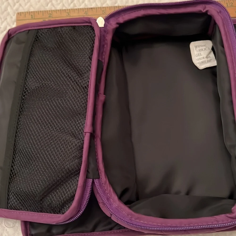 Purple Quilted Roll Out MakeUp Travel Bag